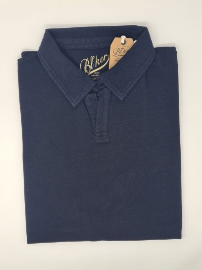 Bl'ker Men's Polo Rockland Indigo Piquet without Buttons