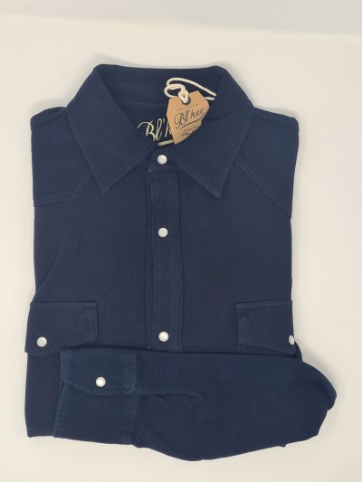 Bl'ker Camicia Western Uomo El Paso Indigo Piquet