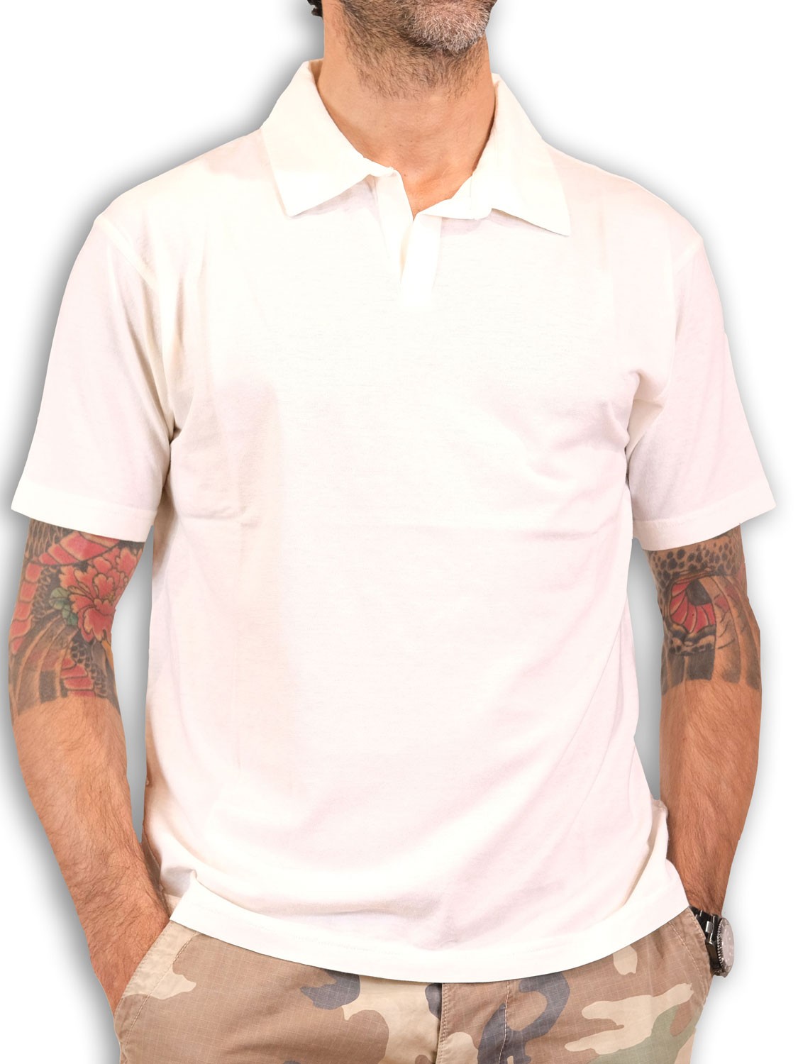 Bl'ker Men's Polo MC Linen and Cotton without Buttons