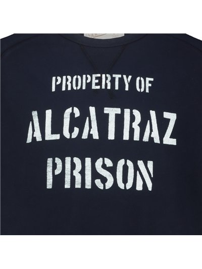 Men's Round Neck Sweatshirt with Short Sleeve Graphic Alcatraz