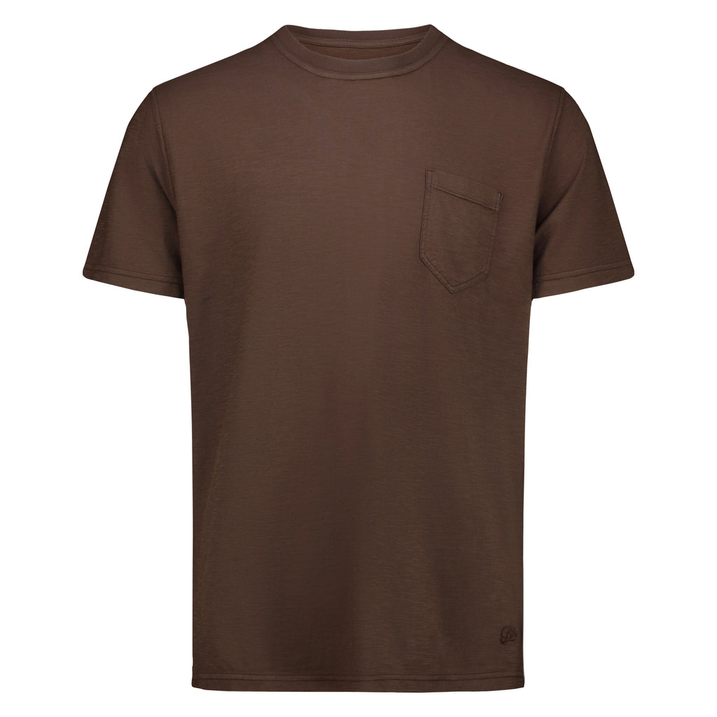 T-shirt Casco Bay in Jersey Fiammato con Taschino (Dark Brown)