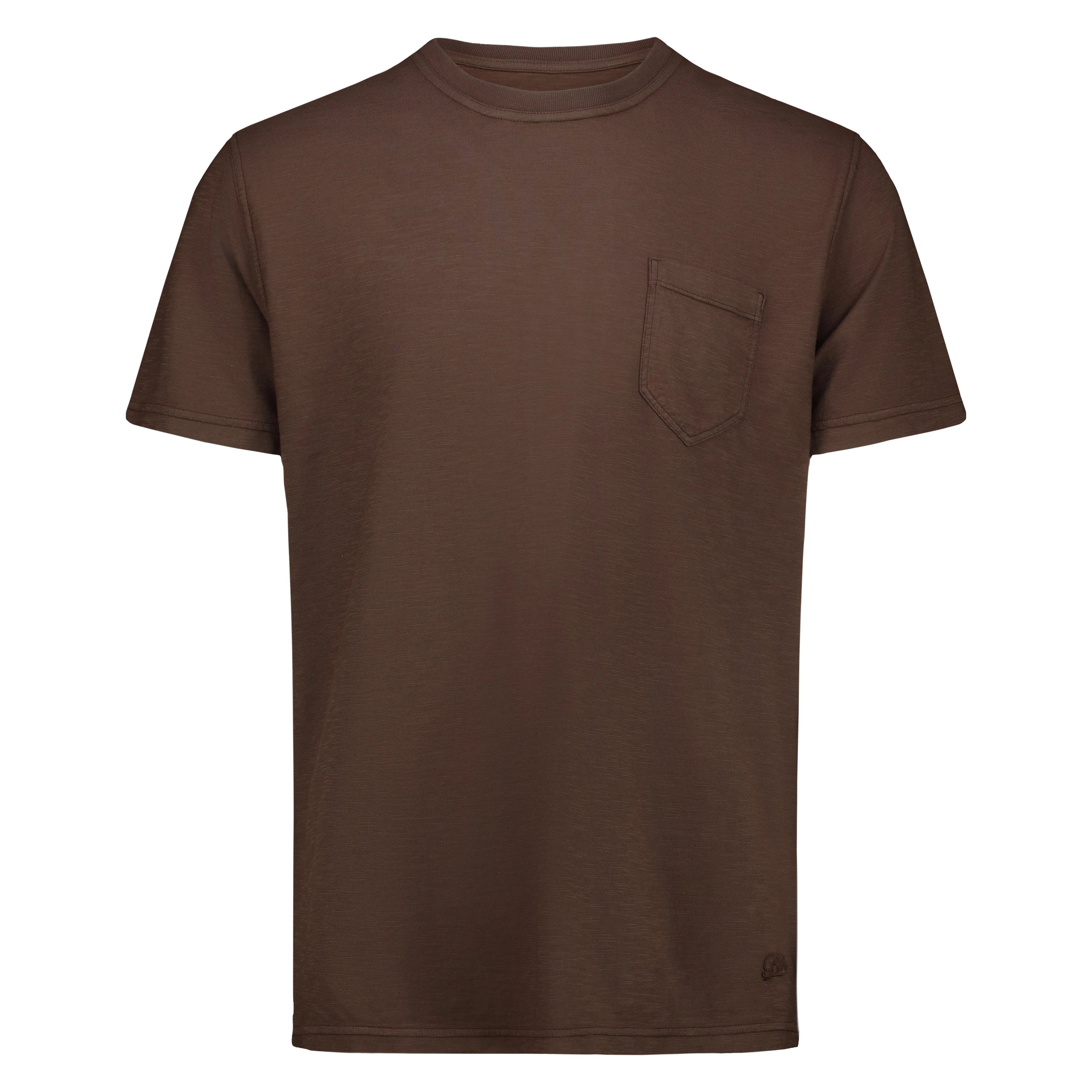 T-shirt Casco Bay in Jersey Fiammato con Taschino (Dark Brown)