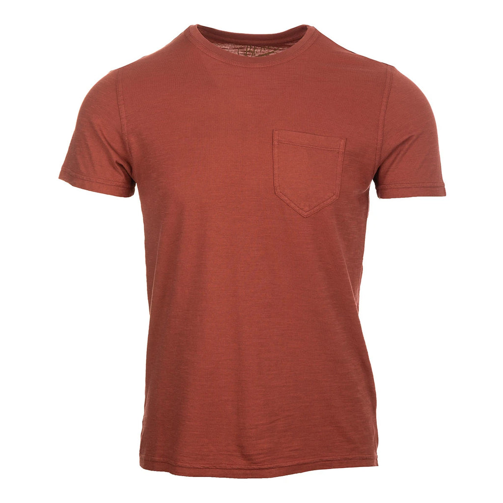 T-shirt Casco Bay in Jersey Fiammato con Taschino (Faded Red)