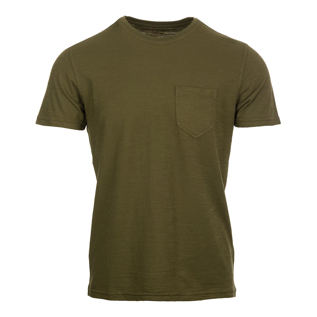 T-shirt Casco Bay in Jersey Fiammato con Taschino (Military Green)