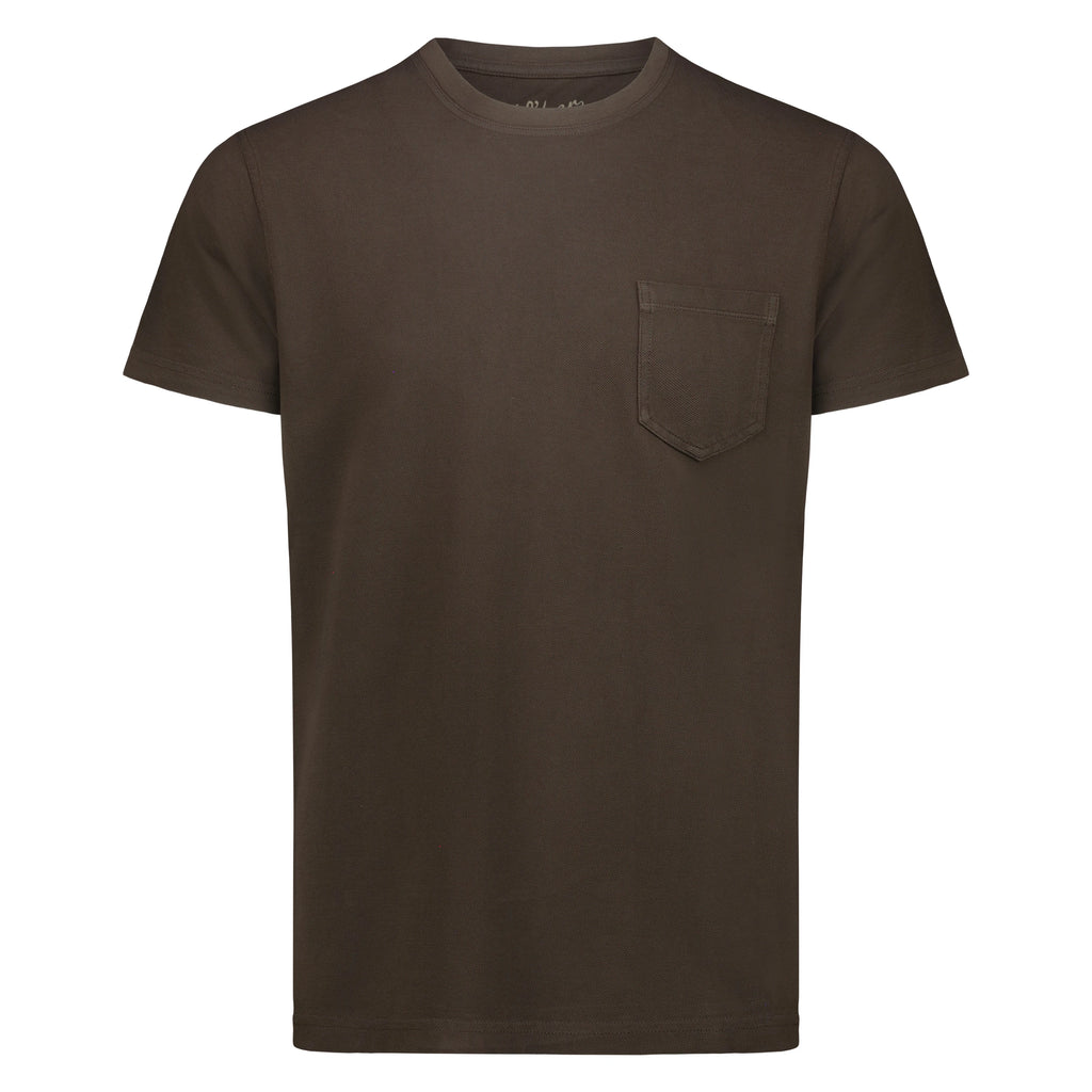 T-shirt Orchard in Piquet con Taschino (Dark Brown)