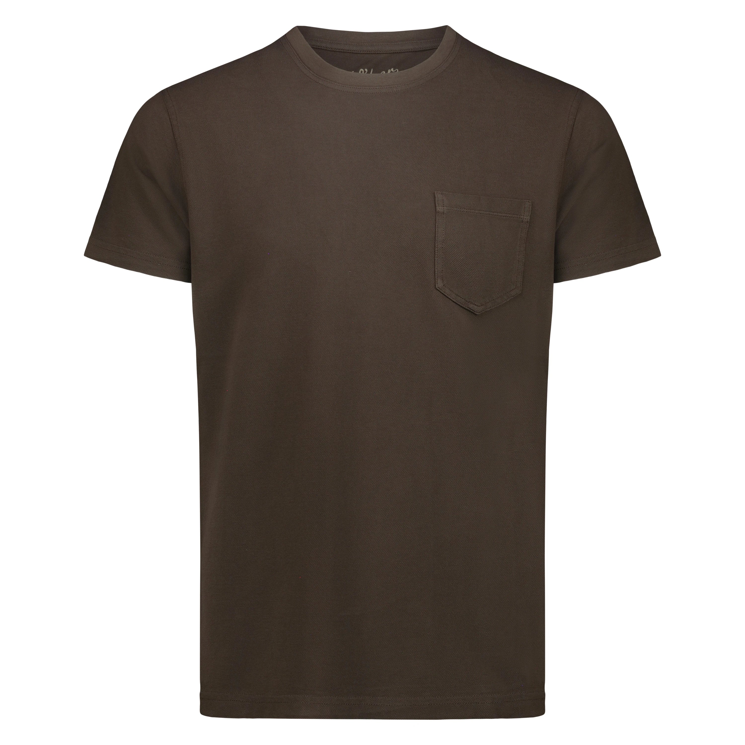 T-shirt Orchard in Piquet con Taschino (Dark Brown)