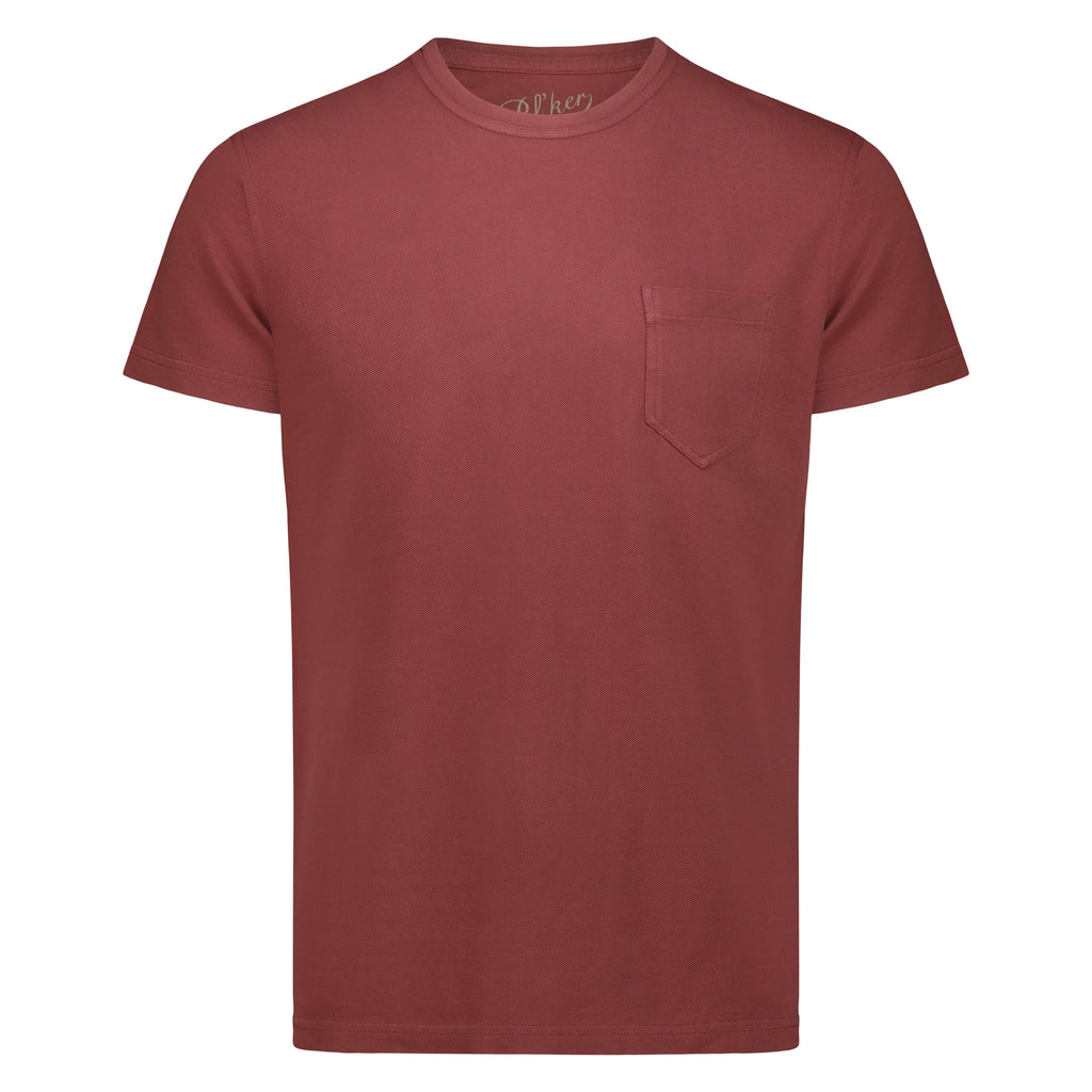 T-shirt Orchard in Piquet con Taschino (Faded Red)