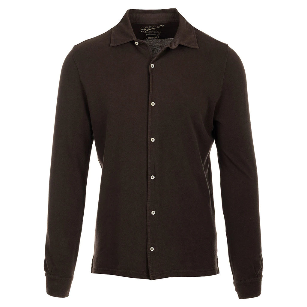 Camicia Portland in Piquet (Dark Brown)