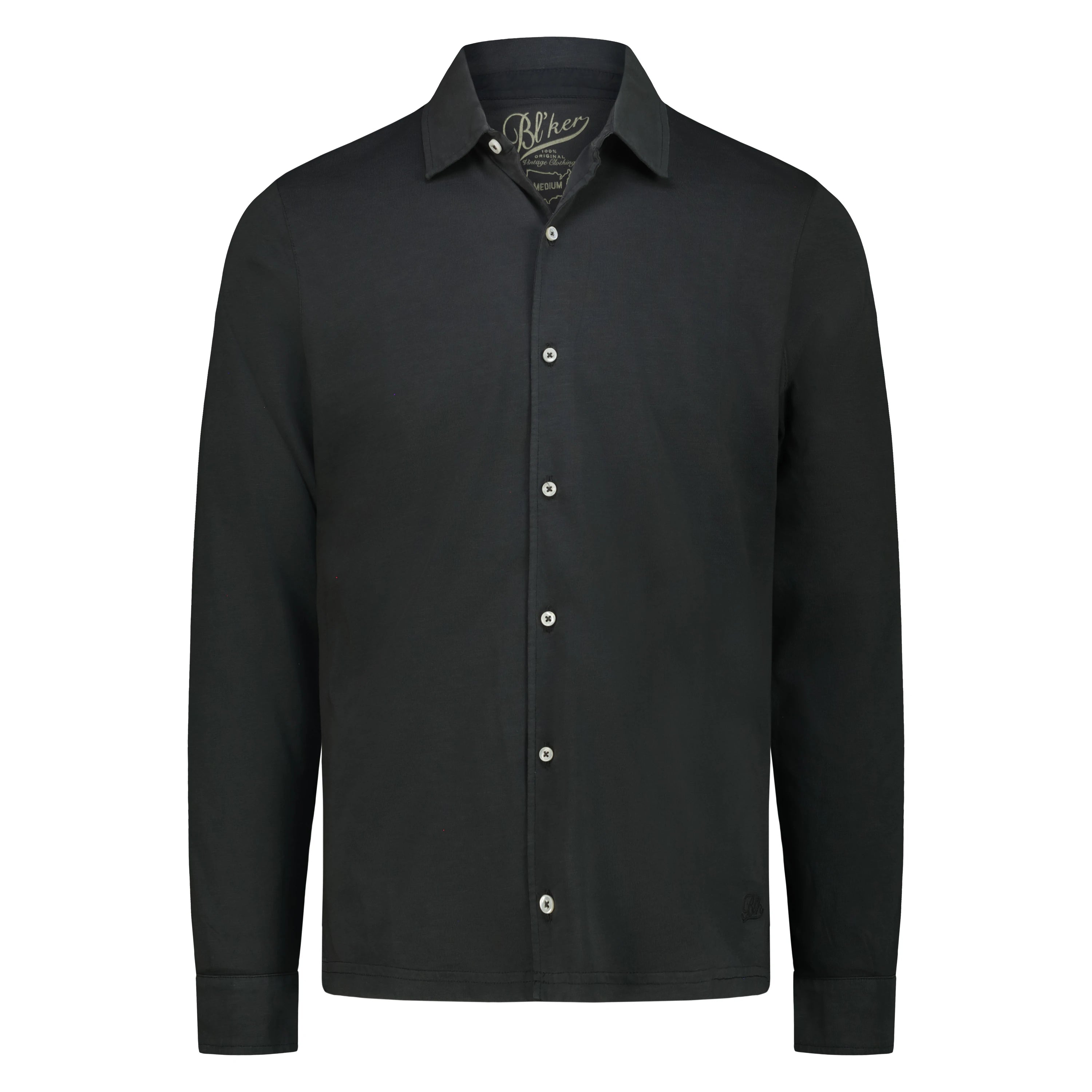 Camicia Seaport in Jersey Fiammato (Faded Black)