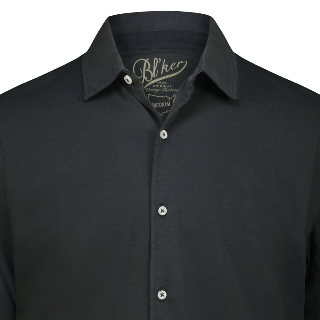 Camicia Seaport in Jersey Fiammato (Faded Black)