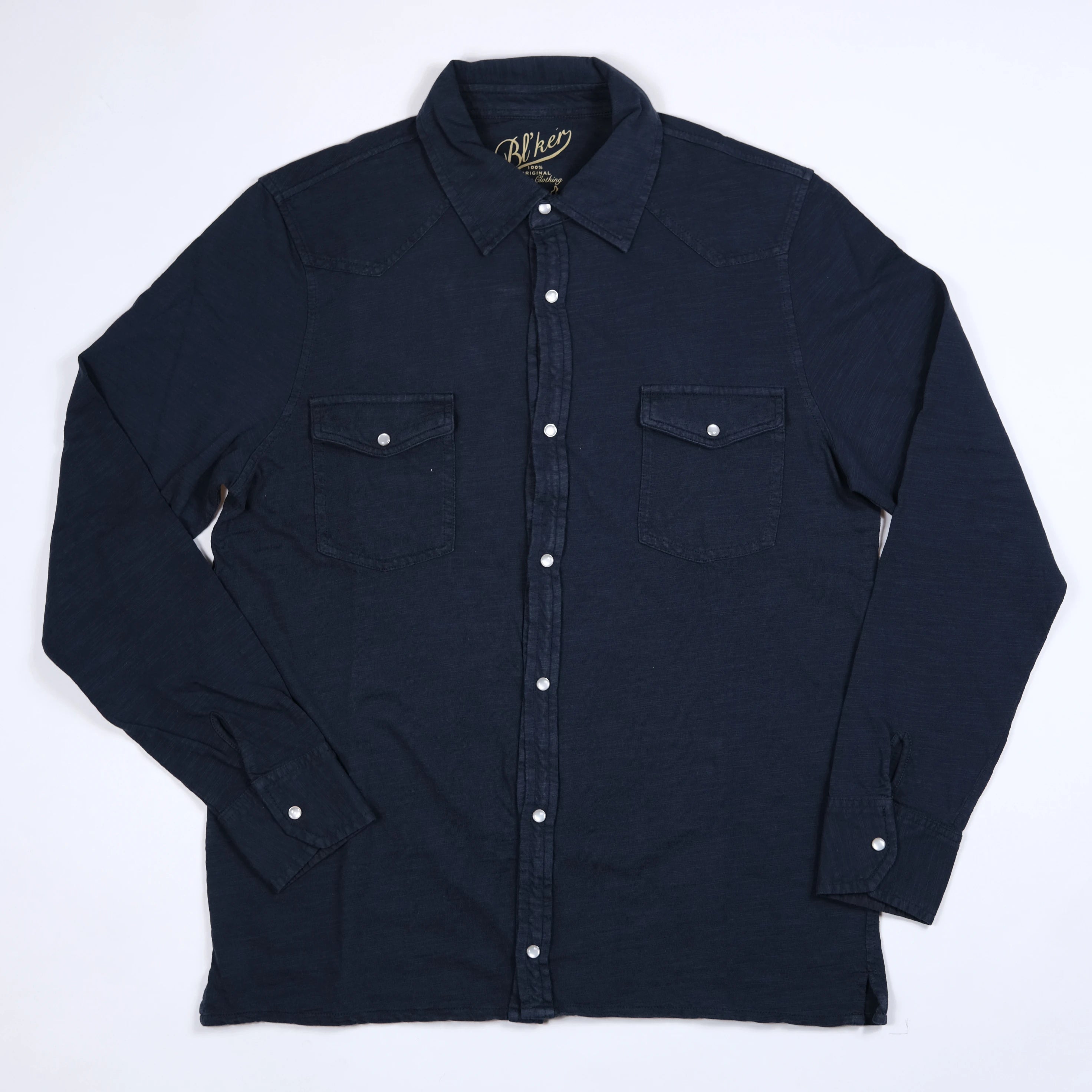 Camicia Western El Paso in Jersey Fiammato (Navy)
