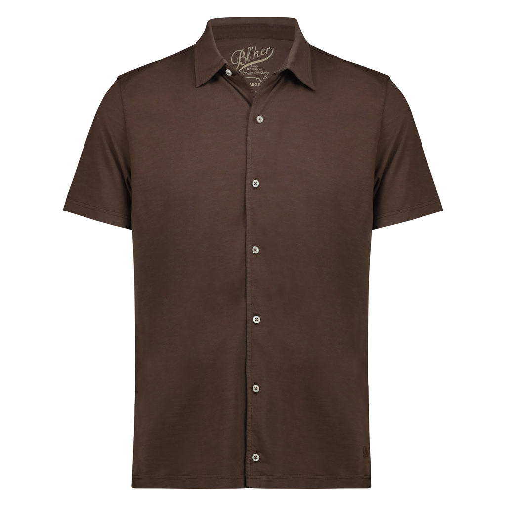 Camicia Nassau in Jersey Fiammato (Dark Brown)